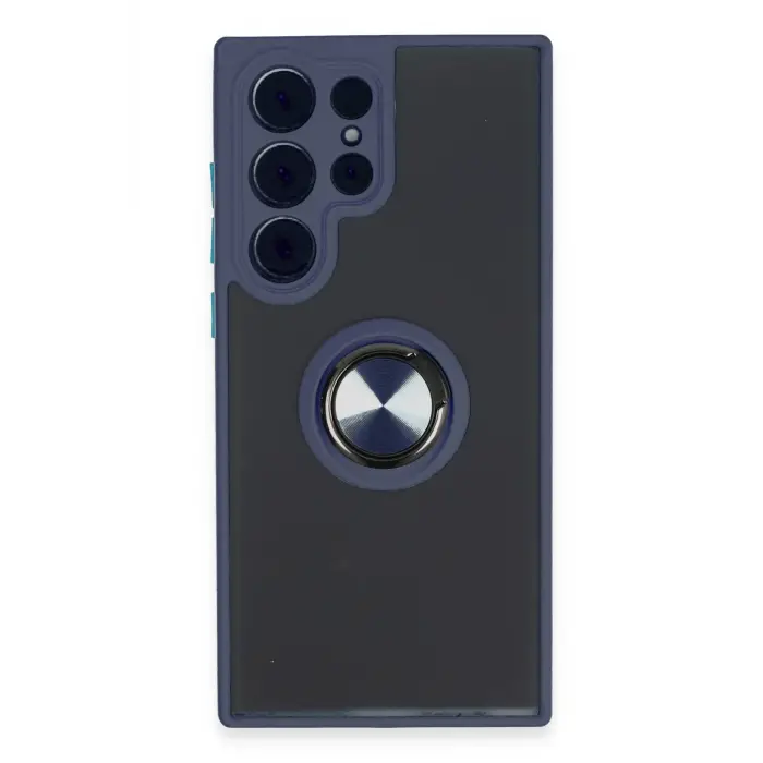 Lopard Samsung Galaxy S23 Ultra Kılıf Montreal Yüzüklü Silikon Kapak - Lacivert