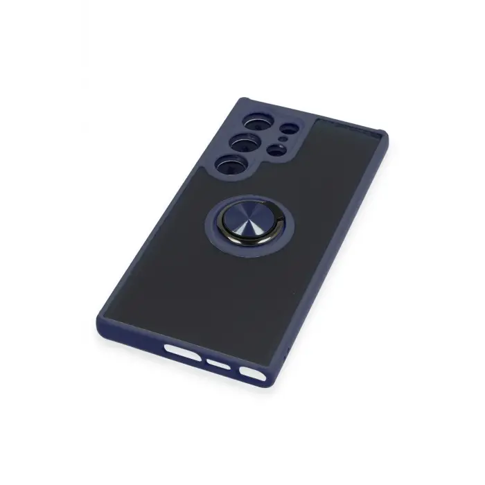 Lopard Samsung Galaxy S23 Ultra Kılıf Montreal Yüzüklü Silikon Kapak - Lacivert