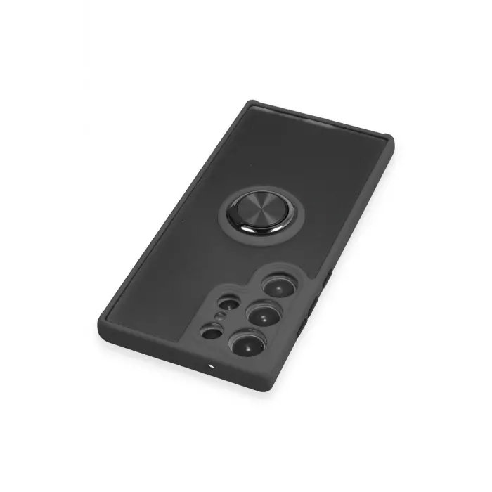 Lopard Samsung Galaxy S23 Ultra Kılıf Montreal Yüzüklü Silikon Kapak - Siyah