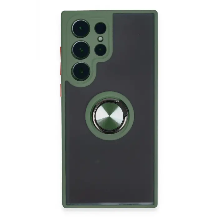 Lopard Samsung Galaxy S23 Ultra Kılıf Montreal Yüzüklü Silikon Kapak - Yeşil