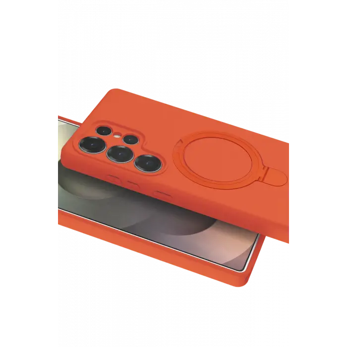 Lopard Samsung Galaxy S23 Ultra Regal Magsafe Standlı Kapak - Turuncu