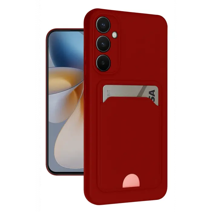 Lopard Samsung Galaxy S24 Fe Kılıf Kelvin Kartvizitli Silikon - Kırmızı