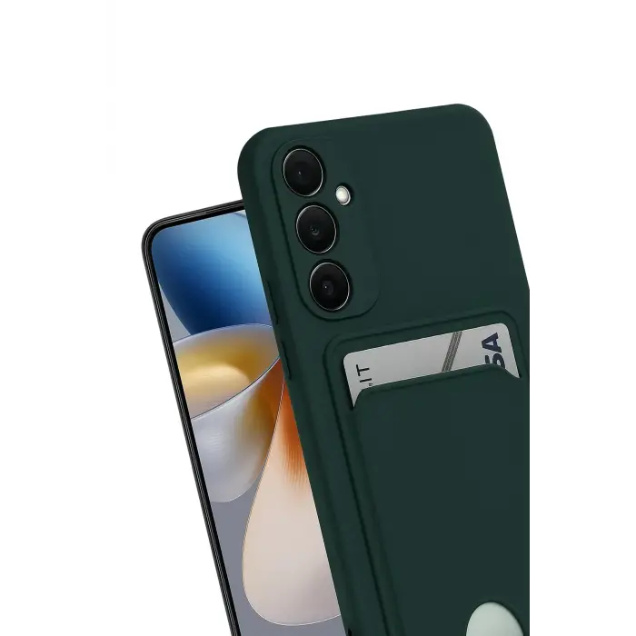 Lopard Samsung Galaxy S24 Fe Kılıf Kelvin Kartvizitli Silikon - Koyu Yeşil