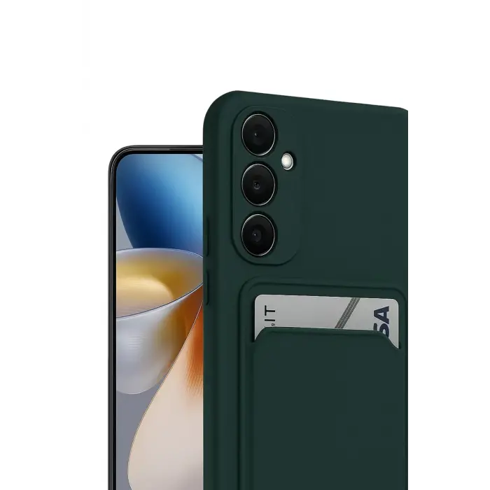 Lopard Samsung Galaxy S24 Fe Kılıf Kelvin Kartvizitli Silikon - Koyu Yeşil