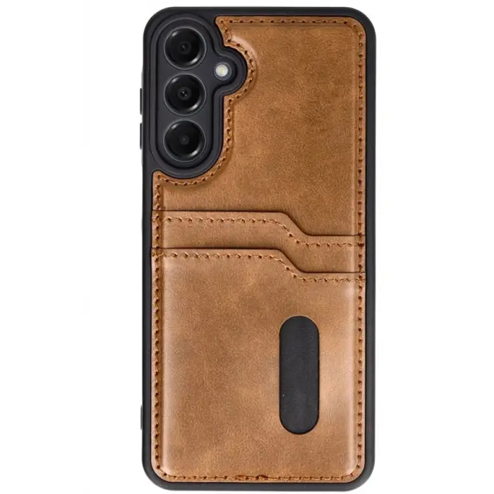 Lopard Samsung Galaxy S24 Fe Kılıf Sara Kartvizitli Deri Kılıf - Taba