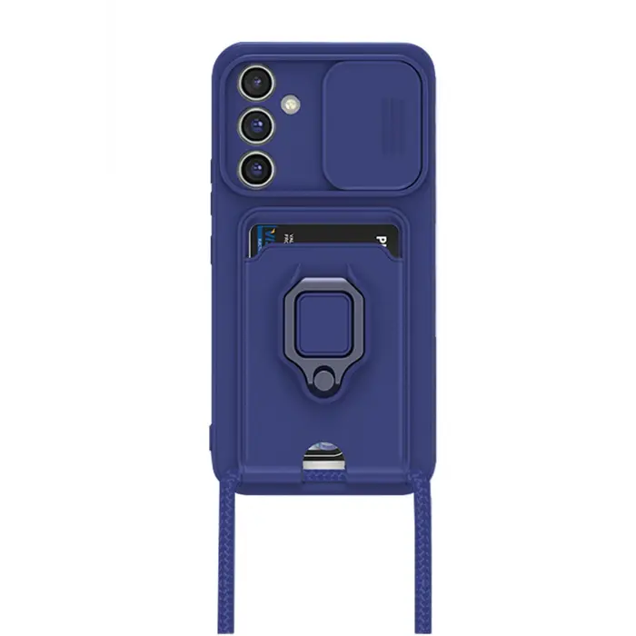 Lopard Samsung Galaxy S24 Fe Kılıf Zuma Kartvizitli Yüzüklü Silikon - Lacivert