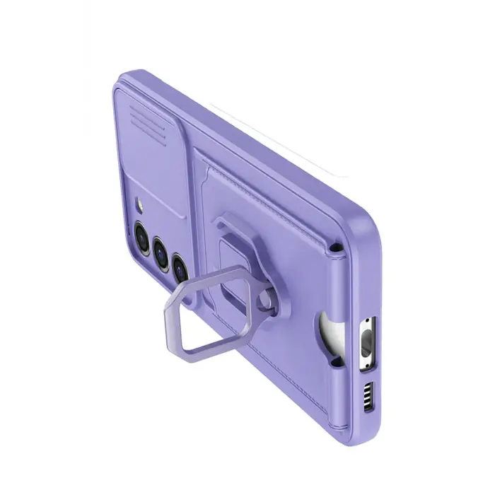 Lopard Samsung Galaxy S24 Plus Kılıf Zuma Kartvizitli Yüzüklü Silikon - Lila
