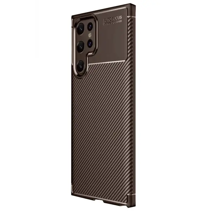 Lopard Samsung Galaxy S25 Ultra Kılıf Auto Focus Karbon Kapak - Kahverengi
