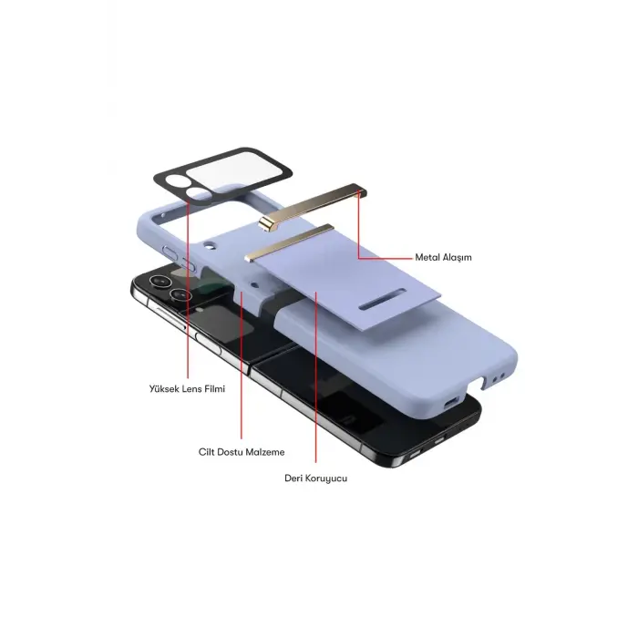 Lopard Samsung Galaxy Z Flip 4 Kılıf Belt Flip Kapak - Siyah