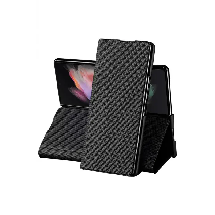 Lopard Samsung Galaxy Z Fold 3 Kılıf Fold Karbon Kapak - Siyah