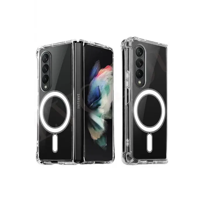 Lopard Samsung Galaxy Z Fold 4 Kılıf Magneticsafe Şeffaf Silikon - Şeffaf