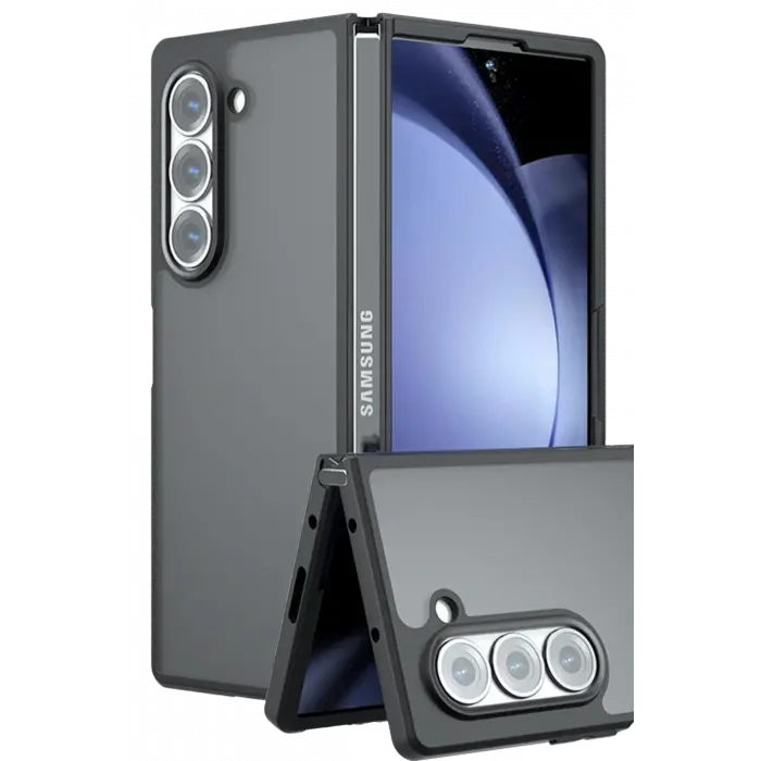 Lopard Samsung Galaxy Z Fold 5 Kılıf Blur Fold Kapak - Mat Siyah