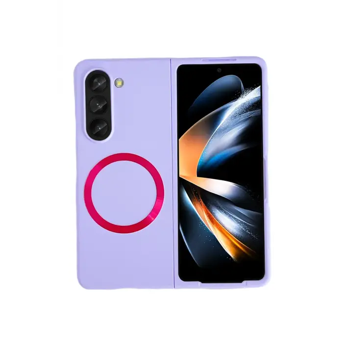 Lopard Samsung Galaxy Z Fold 5 Kılıf Mata Fold Kapak - Lila