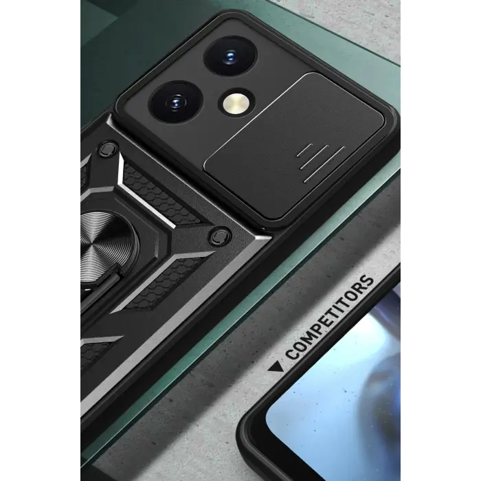 Lopard Vivo Y27 Kılıf Pars Lens Yüzüklü Silikon - Gold