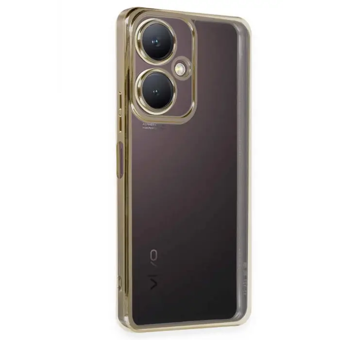 Lopard Vivo Y27 Kılıf Razer Lensli Silikon - Gold
