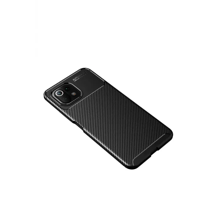 Lopard Xiaomi Mi 11 Lite Kılıf Auto Focus Karbon Kapak - Siyah