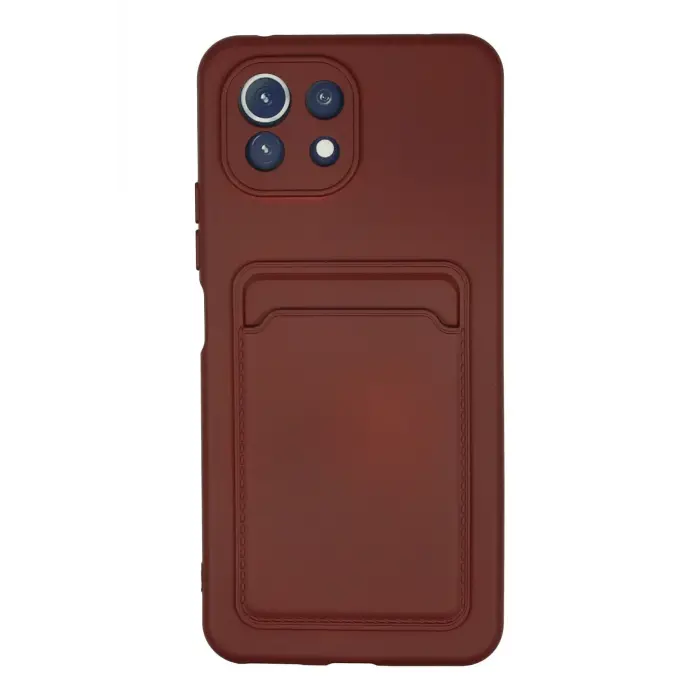 Lopard Xiaomi Mi 11 Lite Kılıf Kelvin Kartvizitli Silikon - Bordo