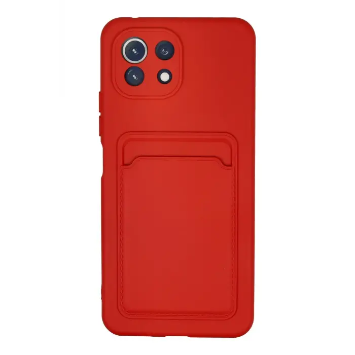 Lopard Xiaomi Mi 11 Lite Kılıf Kelvin Kartvizitli Silikon - Kırmızı
