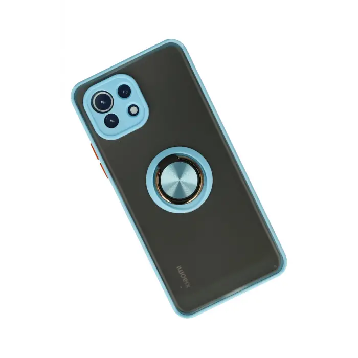 Lopard Xiaomi Mi 11 Lite Kılıf Montreal Yüzüklü Silikon Kapak - Buz Mavi