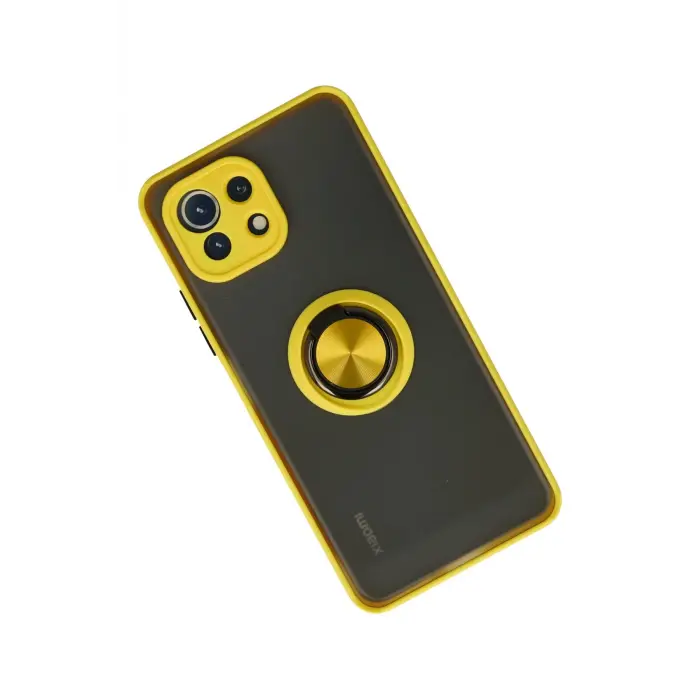 Lopard Xiaomi Mi 11 Lite Kılıf Montreal Yüzüklü Silikon Kapak - Sarı