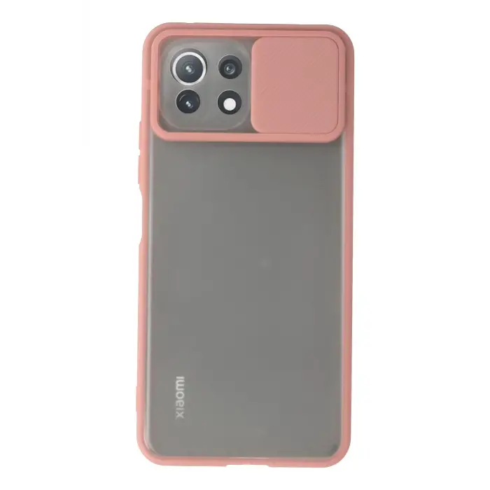 Lopard Xiaomi Mi 11 Lite Kılıf Palm Buzlu Kamera Sürgülü Silikon - Pembe