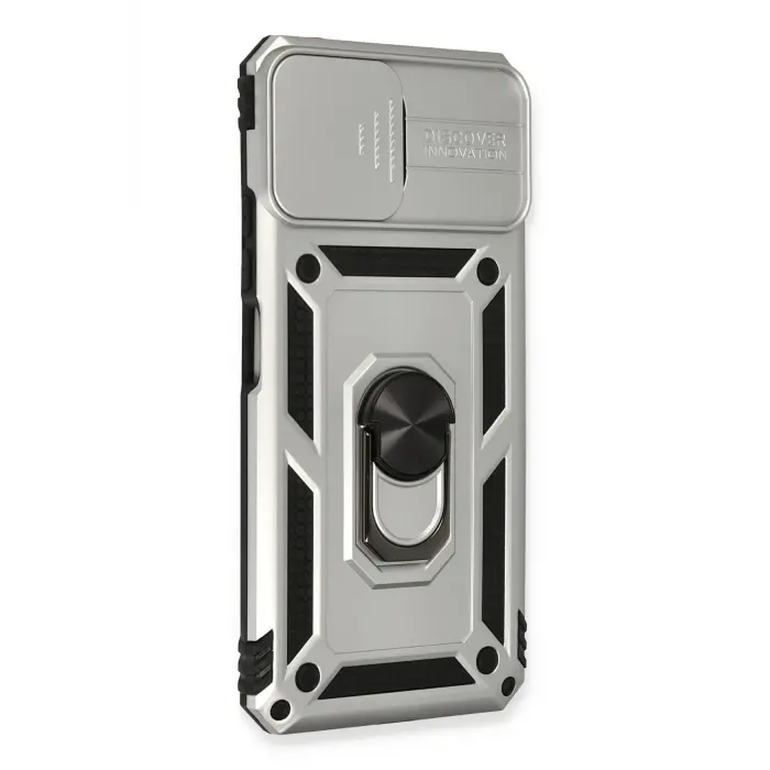 Lopard Xiaomi Mi 11 Lite Kılıf Pars Lens Yüzüklü Silikon - Gümüş