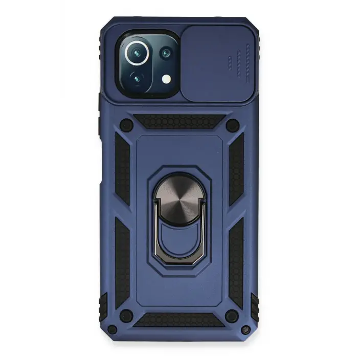 Lopard Xiaomi Mi 11 Lite Kılıf Pars Lens Yüzüklü Silikon - Lacivert