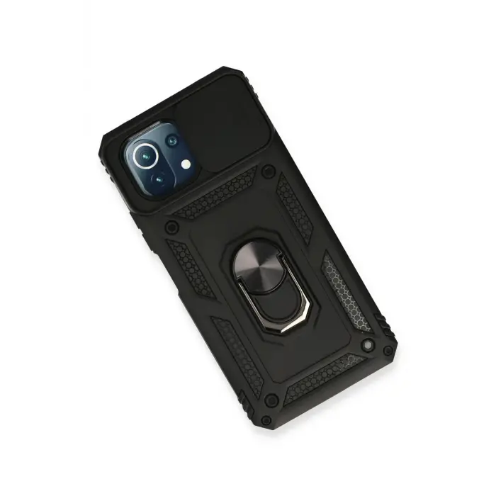 Lopard Xiaomi Mi 11 Lite Kılıf Pars Lens Yüzüklü Silikon - Siyah