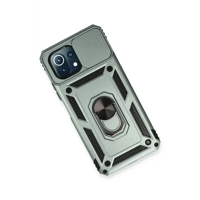 Lopard Xiaomi Mi 11 Lite Kılıf Pars Lens Yüzüklü Silikon - Yeşil