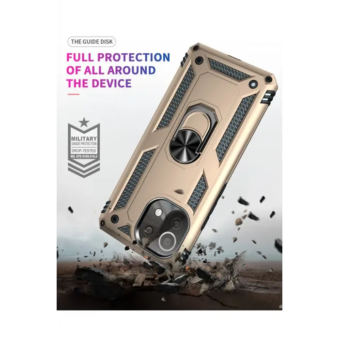 Lopard Xiaomi Mi 11 Lite Kılıf Sofya Yüzüklü Silikon Kapak - Gold