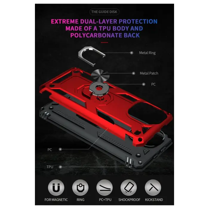 Lopard Xiaomi Mi 11 Lite Kılıf Sofya Yüzüklü Silikon Kapak - Kırmızı