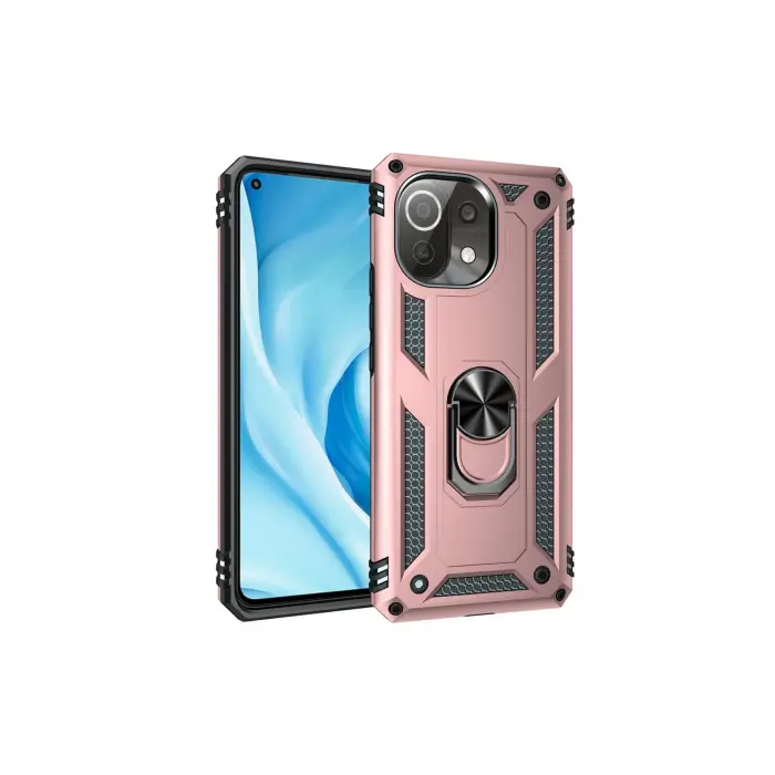 Lopard Xiaomi Mi 11 Lite Kılıf Sofya Yüzüklü Silikon Kapak - Rose