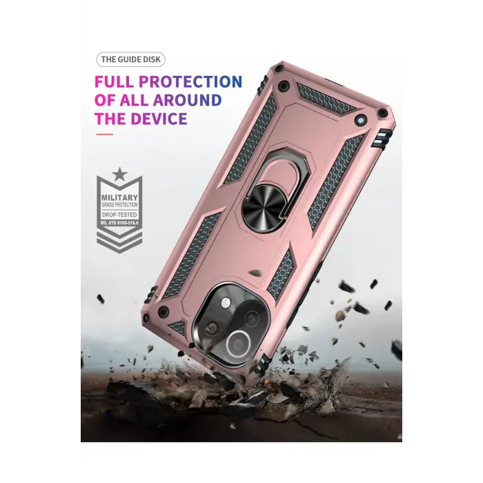 Lopard Xiaomi Mi 11 Lite Kılıf Sofya Yüzüklü Silikon Kapak - Rose