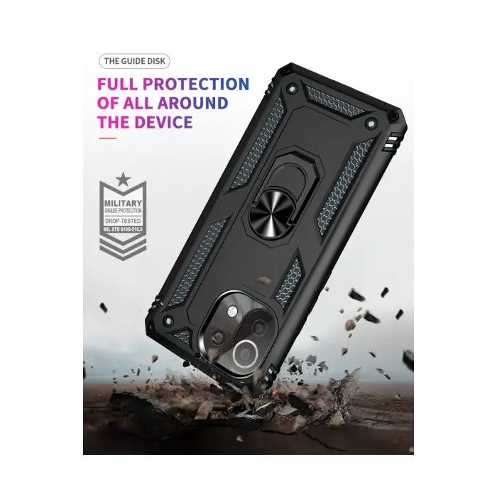 Lopard Xiaomi Mi 11 Lite Kılıf Sofya Yüzüklü Silikon Kapak - Siyah