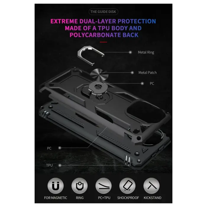 Lopard Xiaomi Mi 11 Lite Kılıf Sofya Yüzüklü Silikon Kapak - Siyah