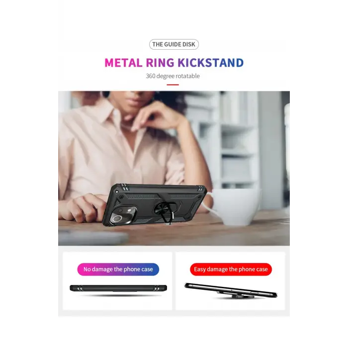 Lopard Xiaomi Mi 11 Lite Kılıf Sofya Yüzüklü Silikon Kapak - Siyah