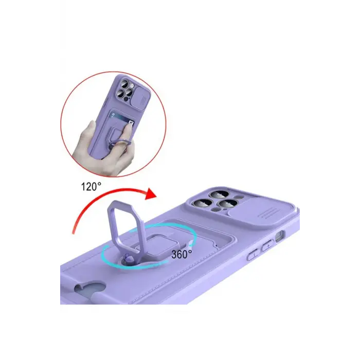 Lopard Xiaomi Mi 11 Lite Kılıf Zuma Kartvizitli Yüzüklü Silikon - Siyah