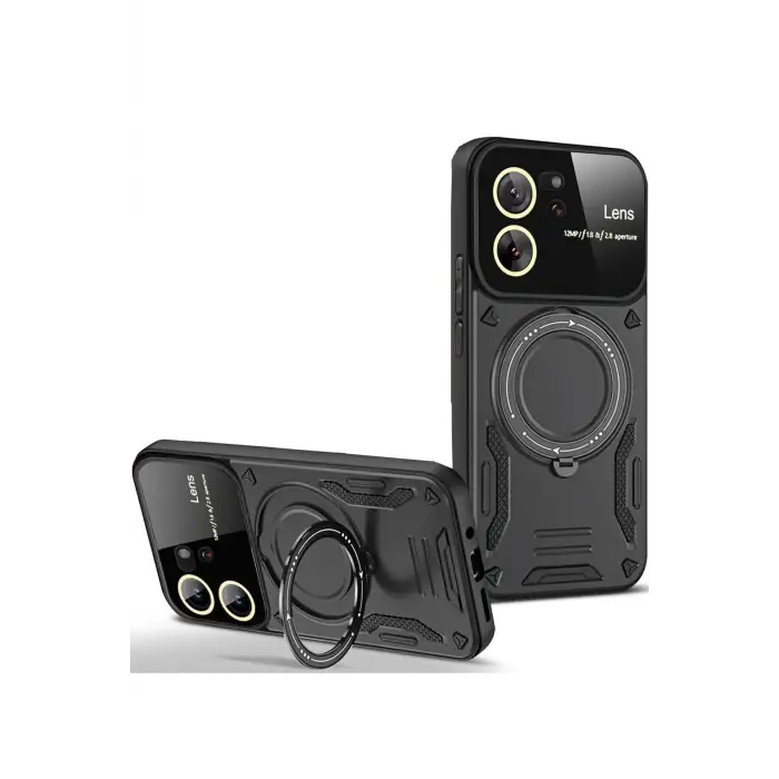 Lopard Xiaomi Mi 13t Pro Kılıf Joy Lens Standlı Kapak - Siyah