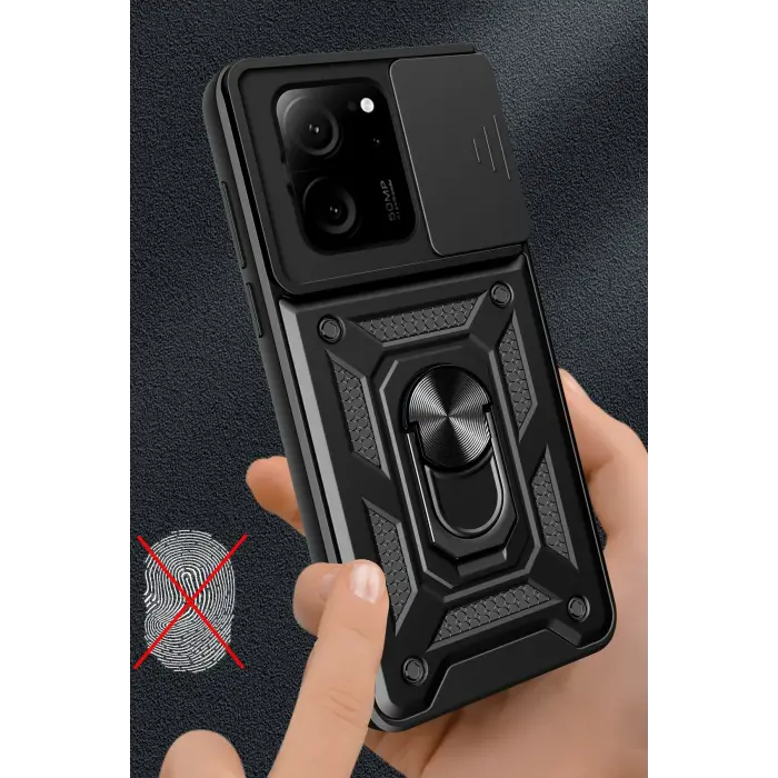 Lopard Xiaomi Mi 13t Pro Kılıf Pars Lens Yüzüklü Silikon - Kırmızı