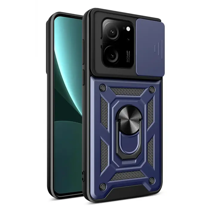 Lopard Xiaomi Mi 13t Pro Kılıf Pars Lens Yüzüklü Silikon - Lacivert