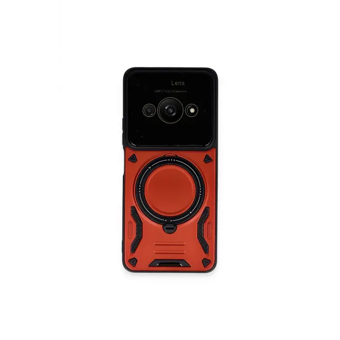 Lopard Xiaomi Poco C61 Kılıf Joy Lens Standlı Kapak - Kırmızı