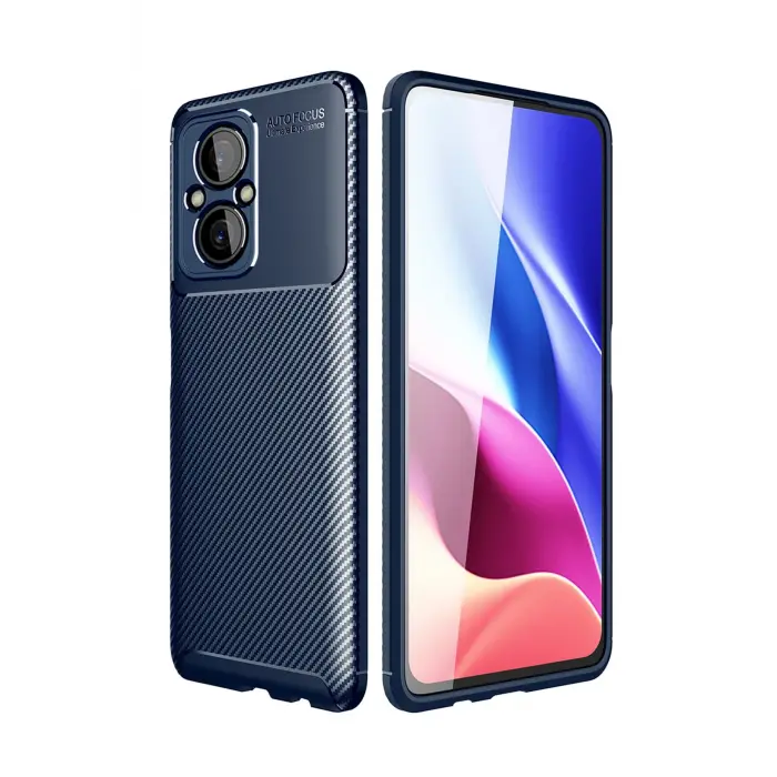 Lopard Xiaomi Poco M5 Kılıf Auto Focus Karbon Kapak - Lacivert