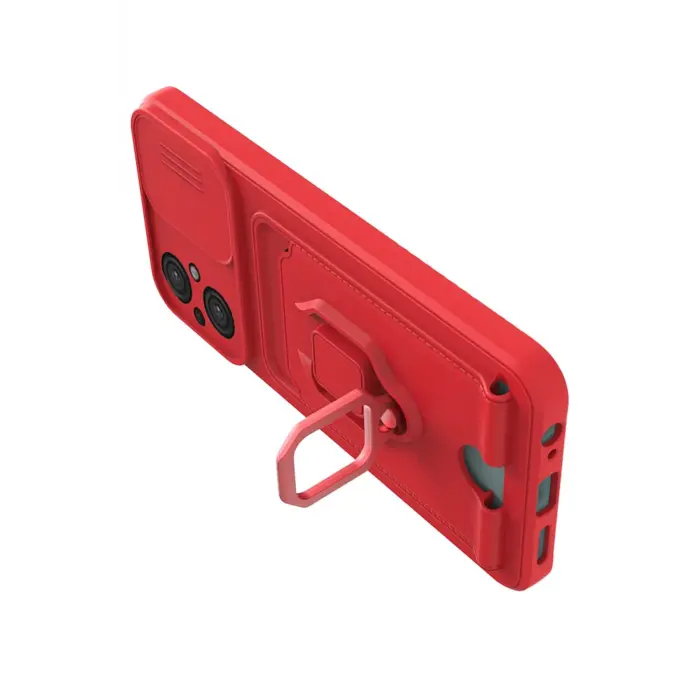 Lopard Xiaomi Poco M5 Kılıf Zuma Kartvizitli Yüzüklü Silikon - Kırmızı