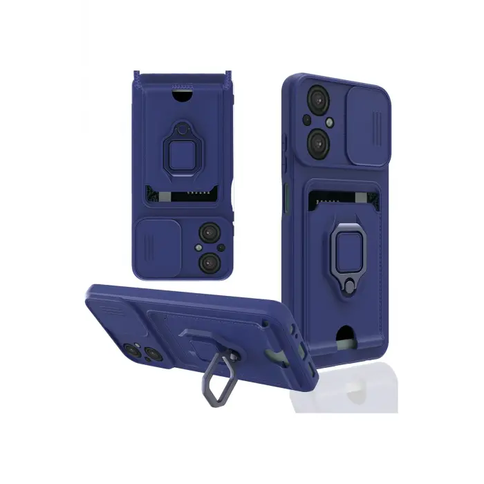 Lopard Xiaomi Poco M5 Kılıf Zuma Kartvizitli Yüzüklü Silikon - Lacivert