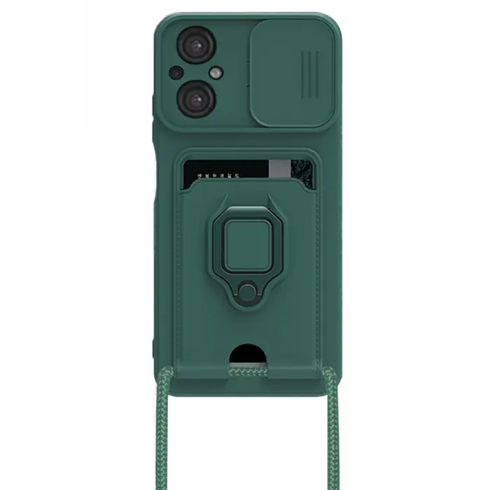 Lopard Xiaomi Poco M5 Kılıf Zuma Kartvizitli Yüzüklü Silikon - Yeşil