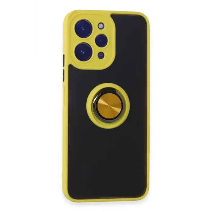 Lopard Xiaomi Redmi 12 Kılıf Montreal Yüzüklü Silikon Kapak - Sarı