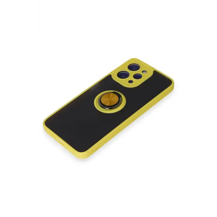 Lopard Xiaomi Redmi 12 Kılıf Montreal Yüzüklü Silikon Kapak - Sarı