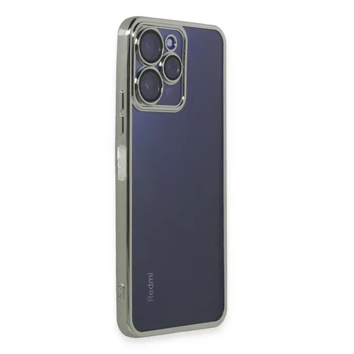 Lopard Xiaomi Redmi 12 Kılıf Razer Lensli Silikon - Gümüş