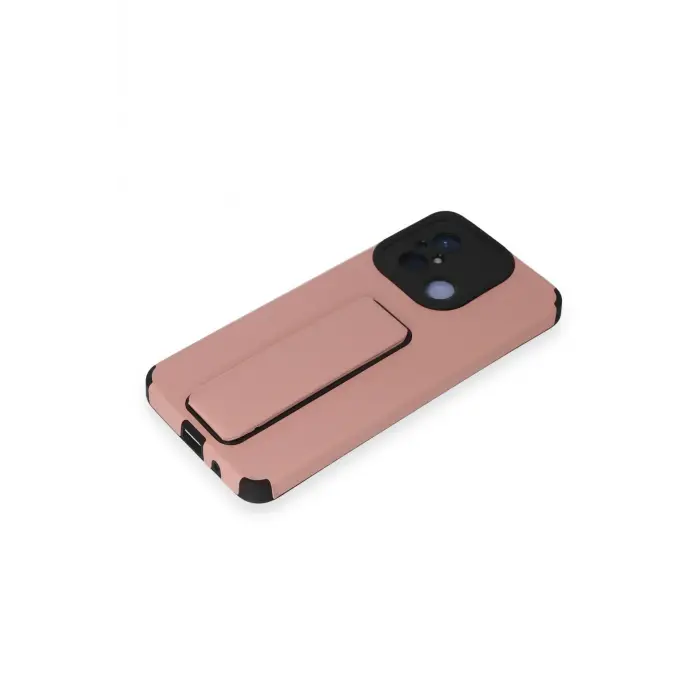 Lopard Xiaomi Redmi 12c Kılıf Mega Standlı Silikon - Pudra