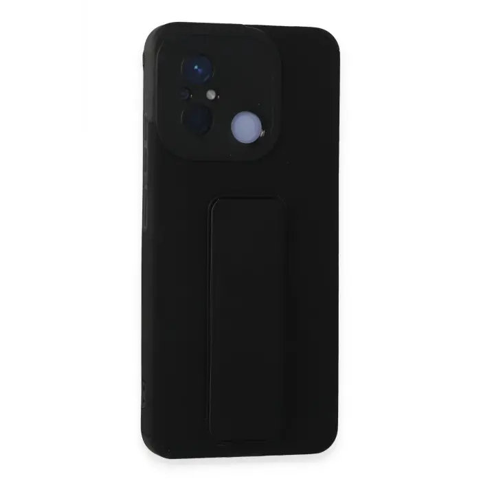 Lopard Xiaomi Redmi 12c Kılıf Mega Standlı Silikon - Siyah